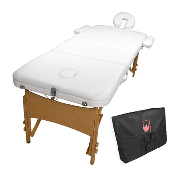 Forever Beauty Portable Massage Table 70cm 3 Fold Wooden White