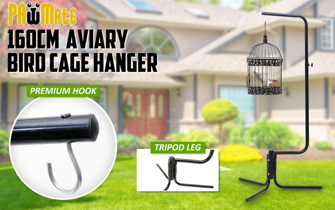 Paw Mate Bird Cage Hanger Stand 160cm Black Iron