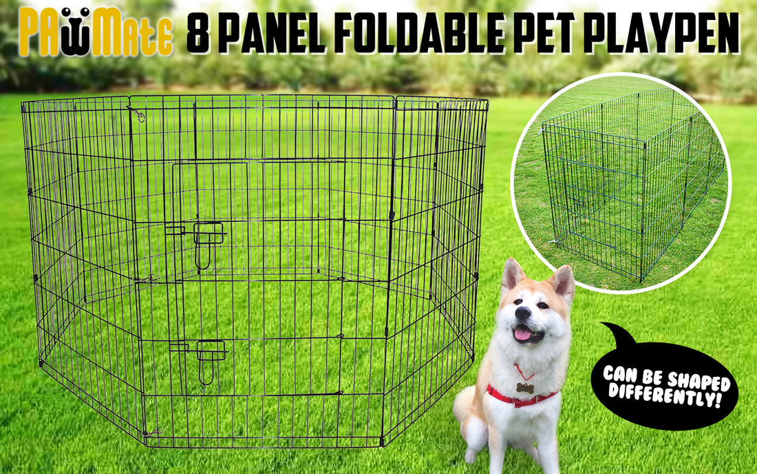 Paw Mate Foldable Pet Playpen 8 Panel 30in Black