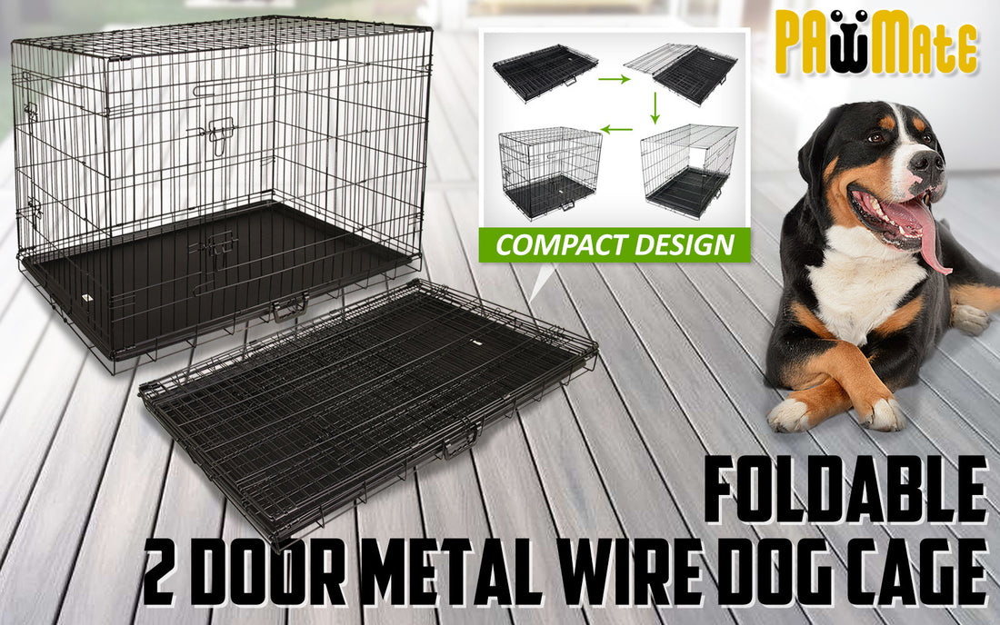 Paw Mate Foldable Wire Dog Crate 42in with Removable Tray