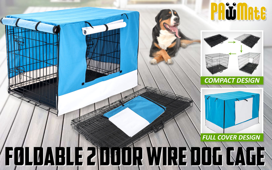 Paw Mate Foldable Dog Crate Kennel Collapsible 30in Black