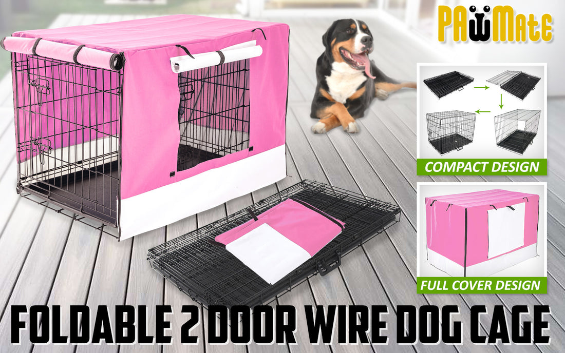 Paw Mate Foldable Dog Crate Kennel Collapsible 30in Black