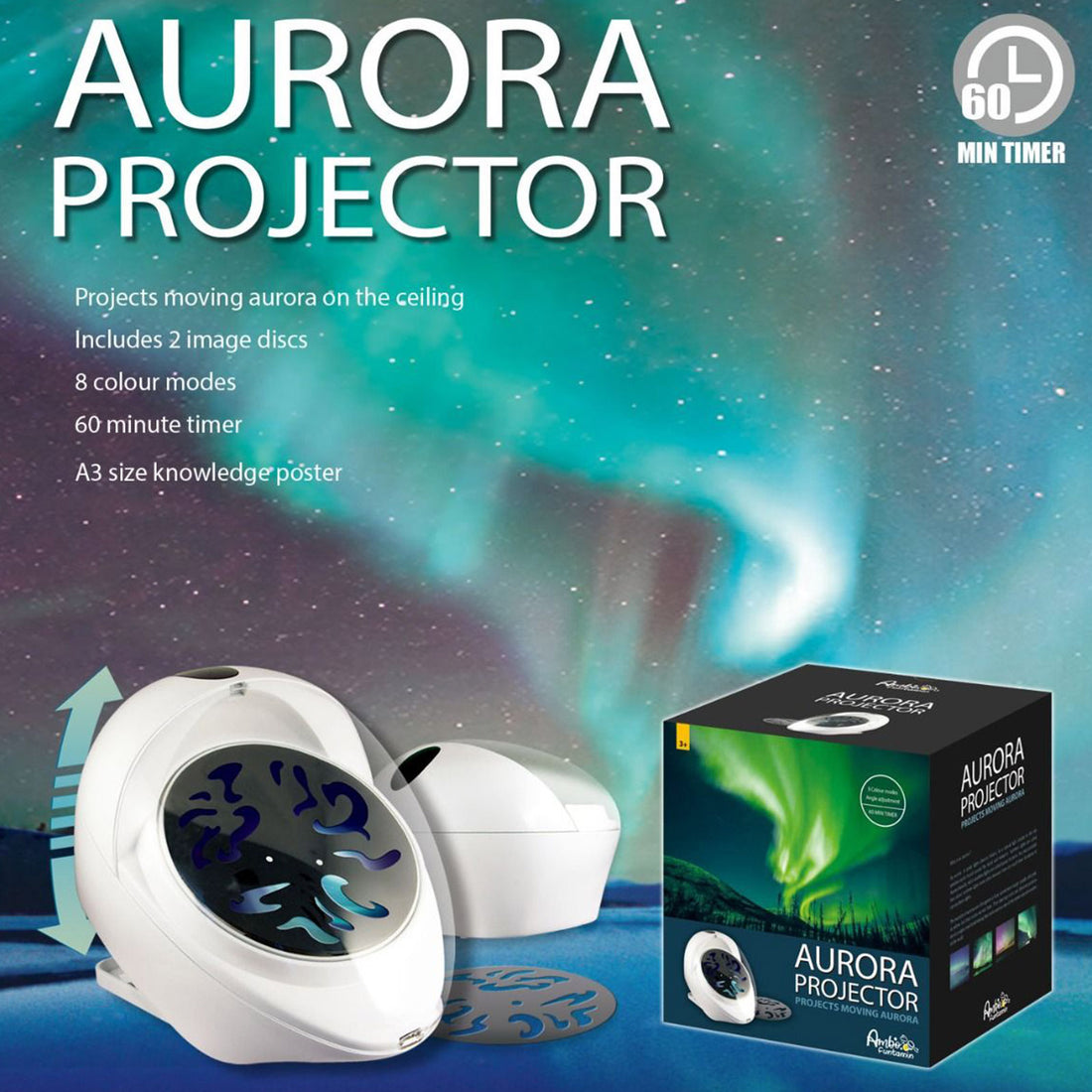 Aurora Nebula Galaxy Projector Night Light 8 Colour Modes