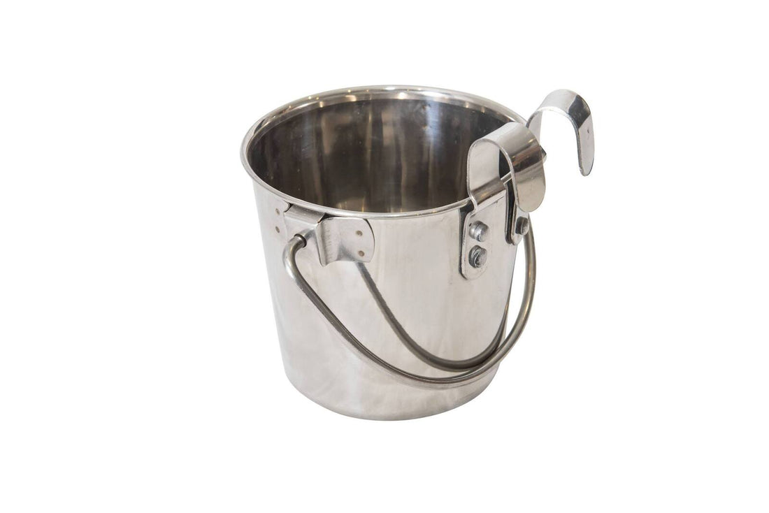 YES4PETS Stainless Steel Pet Bucket 2.8L Riveted Hooks