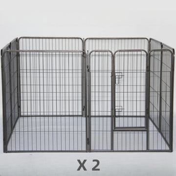 YES4PETS Heavy Duty Exercise Playpen 16 Panel 100cm Silver Black Steel