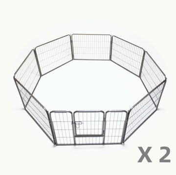 YES4PETS Heavy Duty Dog Exercise Pen 16 Panel Steel Silver Black