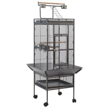 YES4PETS Bird Cage 153cm Wrought Iron Slide-out Tray Silver Black
