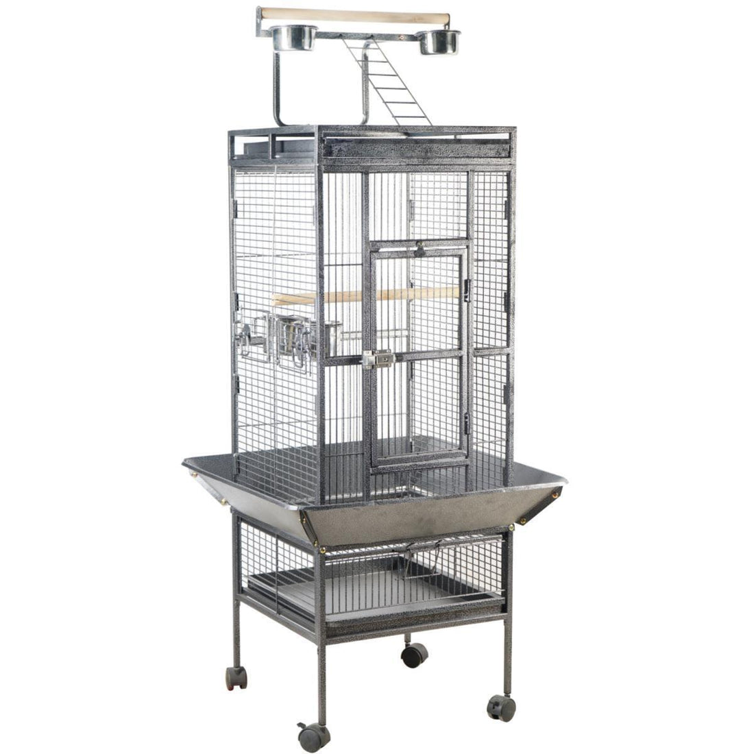 YES4PETS Bird Cage 153cm Wrought Iron Slide-out Tray Silver Black