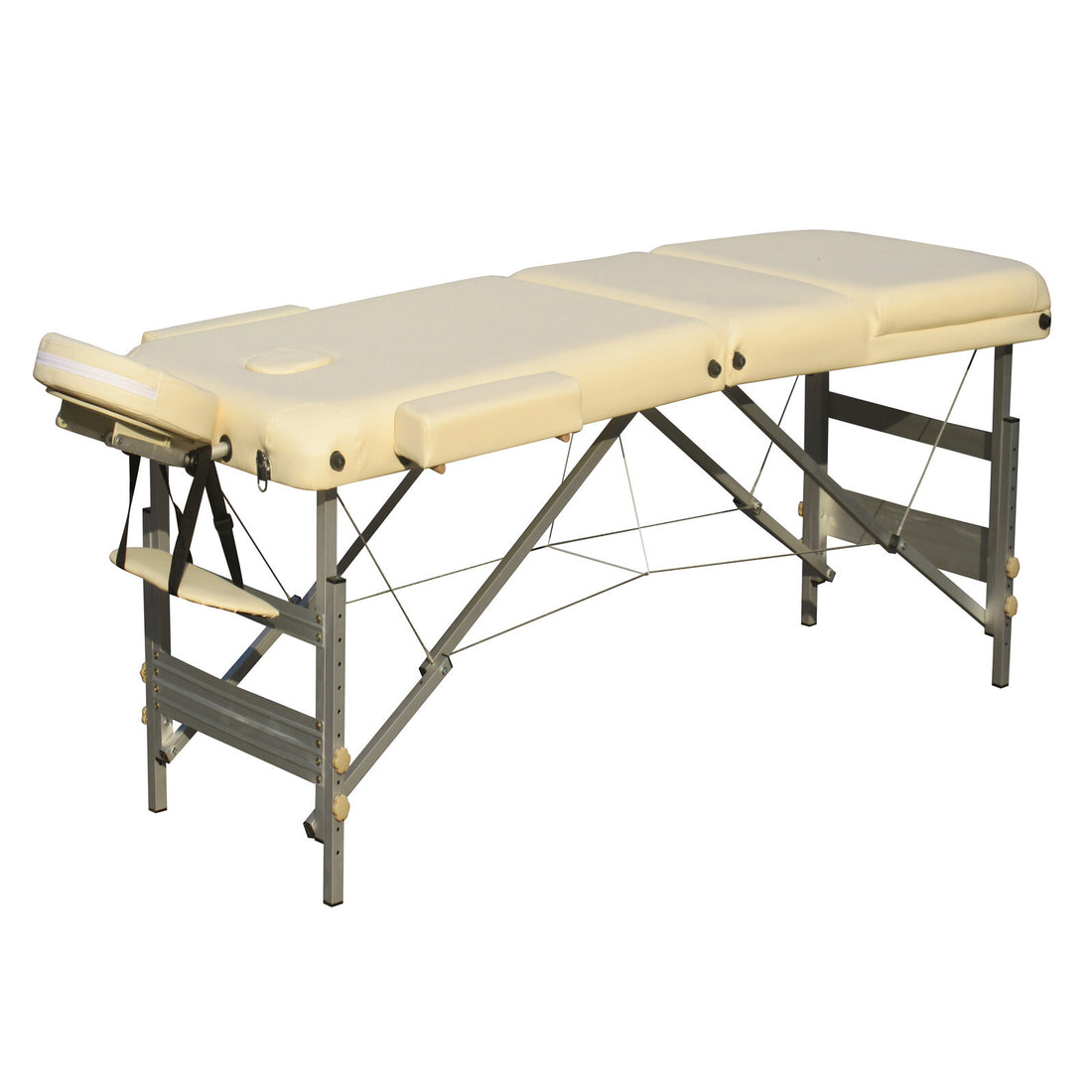 YES4HOMES Aluminium Massage Table 3 Fold Height Adjustable 59-80cm Beige