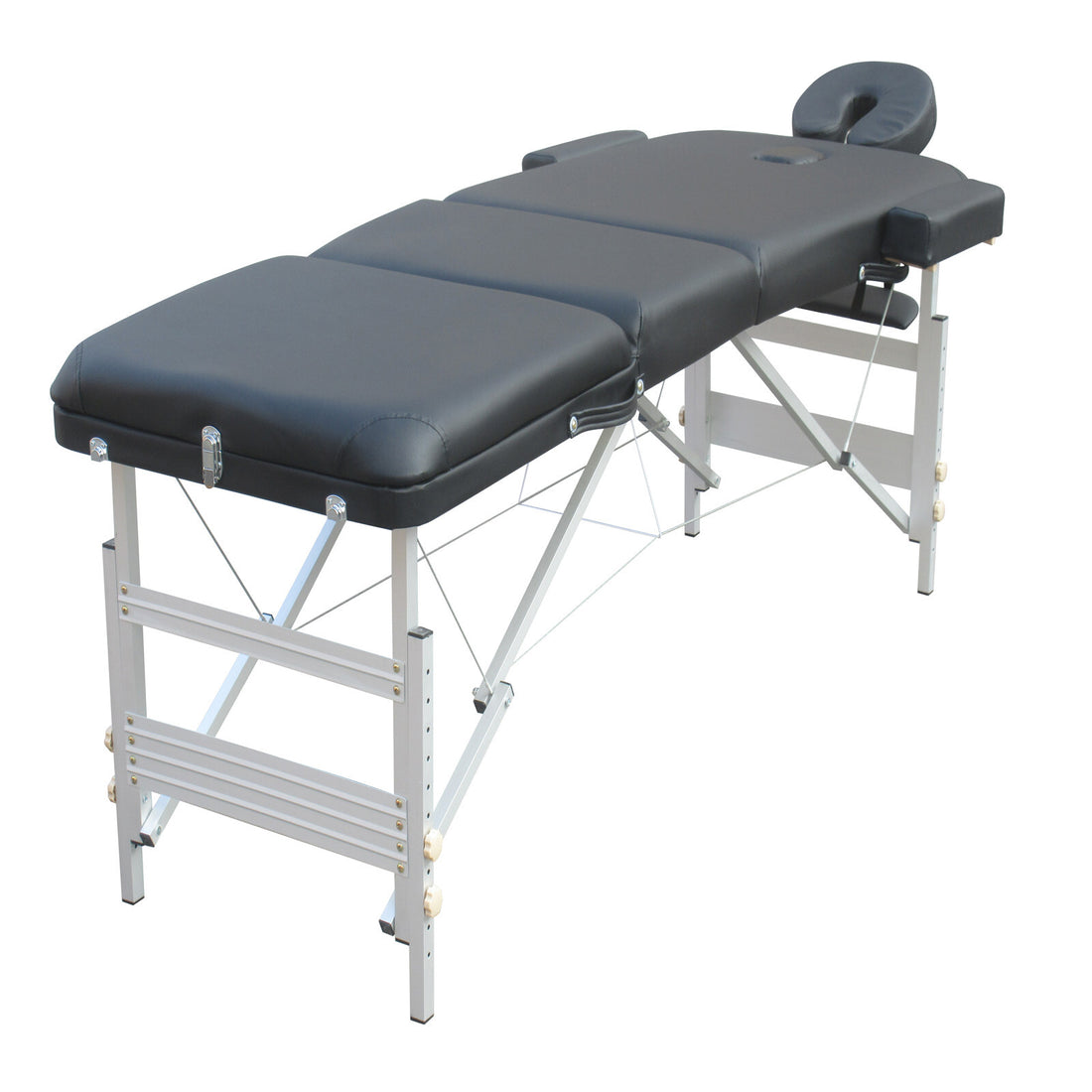 YES4HOMES Aluminium Massage Table 3 Fold Height Adjustable 68-85cm Black