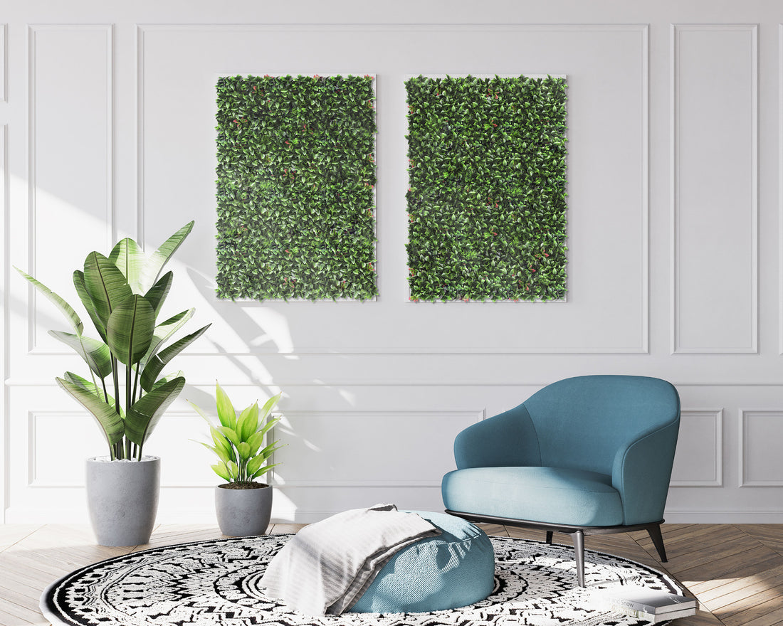 YES4HOMES Artificial Wall Plant Tile 4 Pack Indoor Outdoor UV Protected