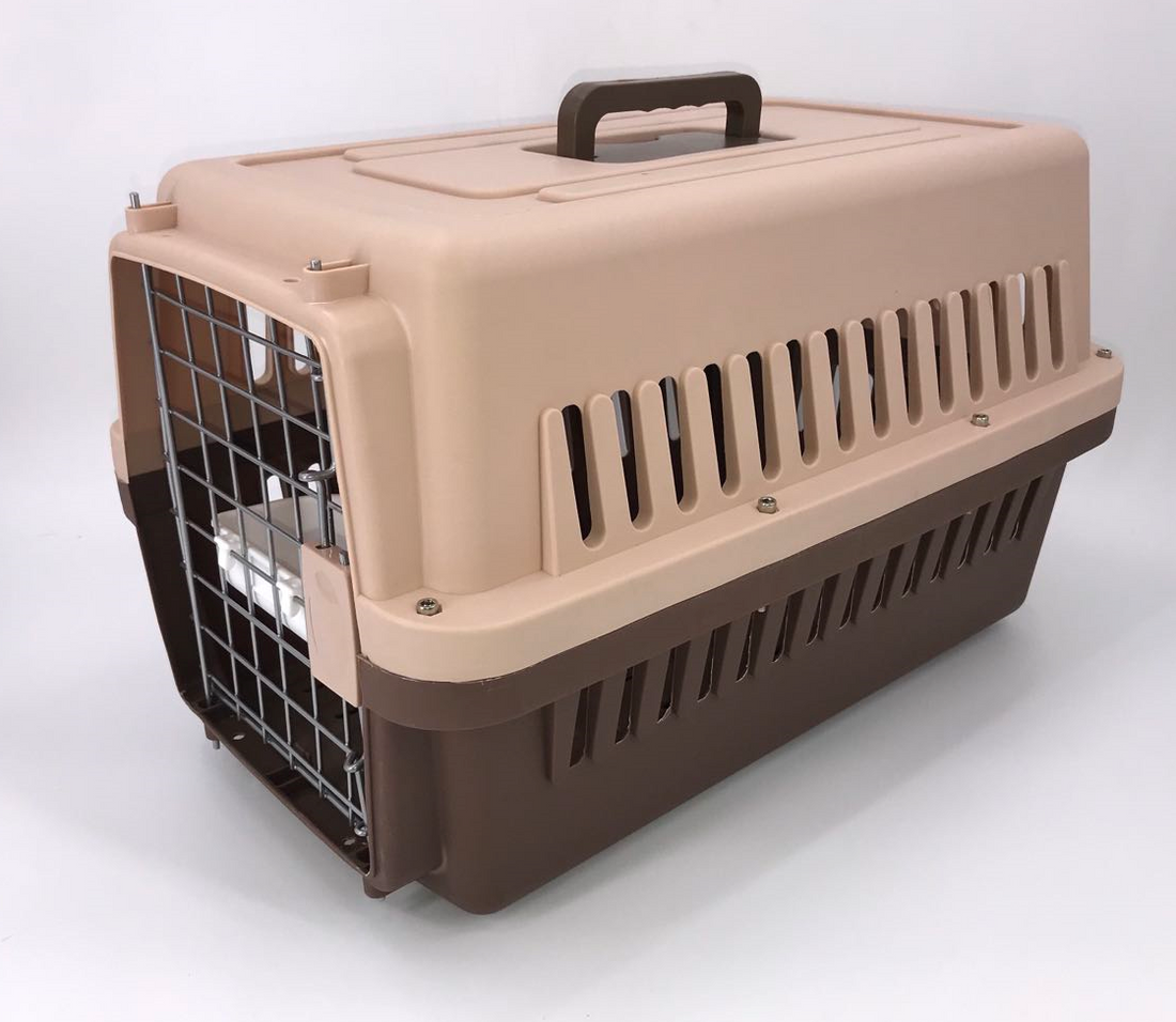YES4PETS Airline Approved Pet Carrier Crate 58cm Brown for Cats and Small Dogs