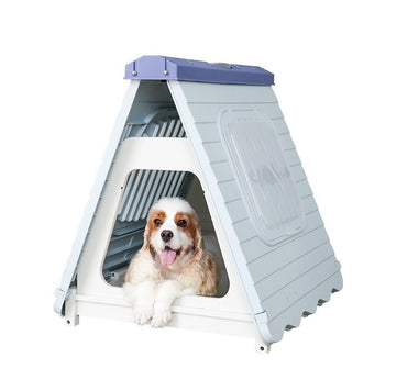 YES4PETS Foldable Plastic Dog Kennel House Portable Pet Shelter 71cm Blue