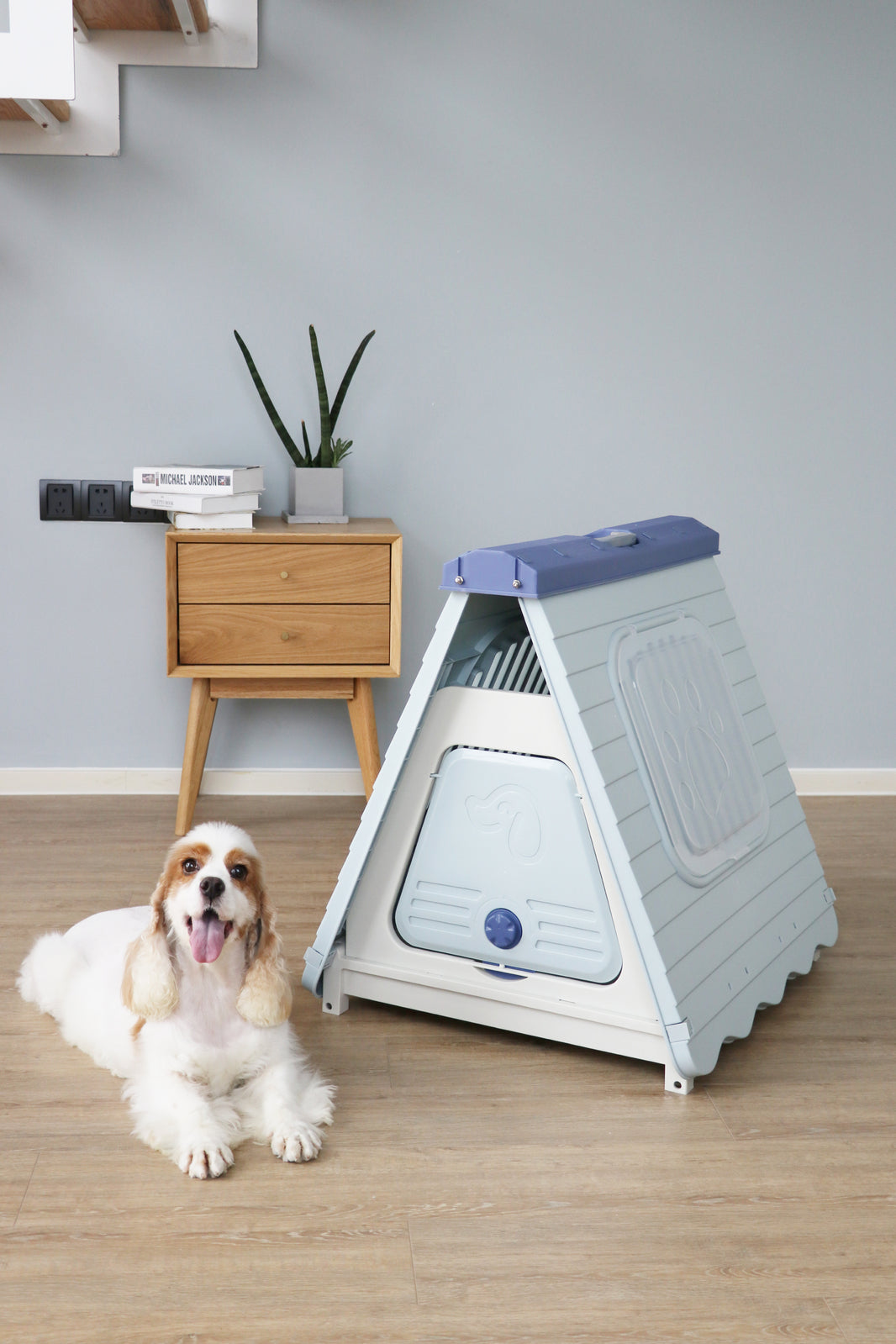 YES4PETS Foldable Plastic Dog Kennel House Portable Pet Shelter 71cm Blue