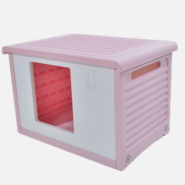 YES4PETS Plastic Dog Kennel House Portable Pet Shelter 60cm Pink