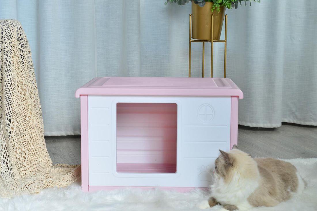 YES4PETS Plastic Dog Kennel House Portable Pet Shelter 60cm Pink