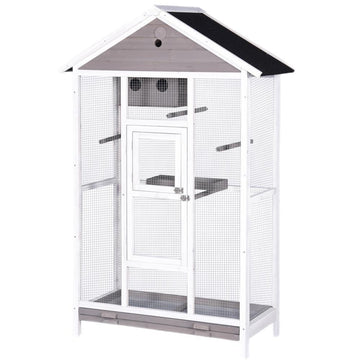 YES4PETS Wooden Bird Cage XXL Outdoor Fir Wood Grey