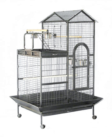 YES4PETS XL Bird Cage for Parrots Wrought Iron Black