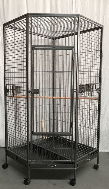 YES4PETS Large Corner Bird Cage for Parrots Wrought Iron Black