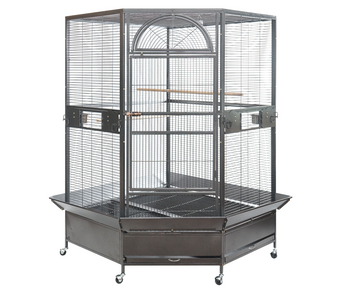 YES4PETS XXL Corner Bird Cage for Parrots Wrought Iron Black