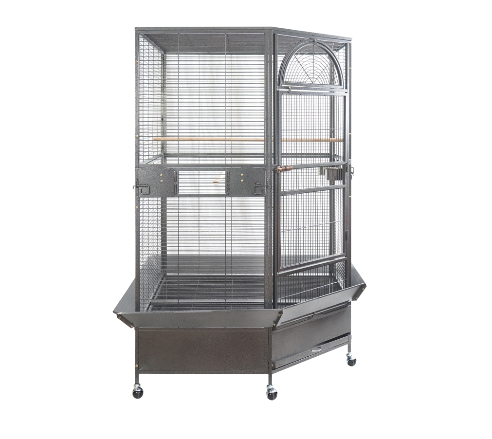 YES4PETS XXL Corner Bird Cage for Parrots Wrought Iron Black