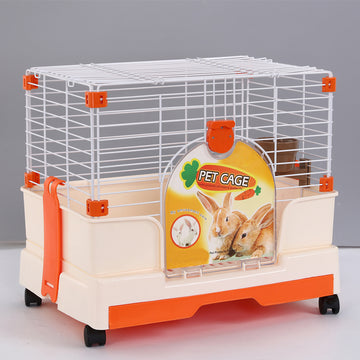 YES4PETS Small Pet Cage with Potty Tray and Wheel Orange