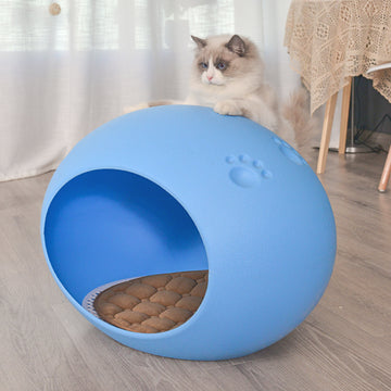 Yes4pets Igloo Cat Cave Bed House for Cats and Small Dogs Blue