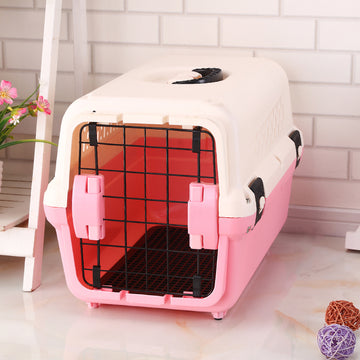 YES4PETS Small Portable Pet Carrier Travel Cage Pink 42cm