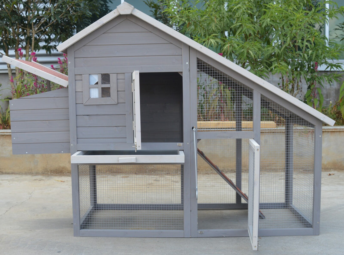 YES4PETS Large Chicken Coop Hutch 172cm Grey Fir Wood Nesting Box