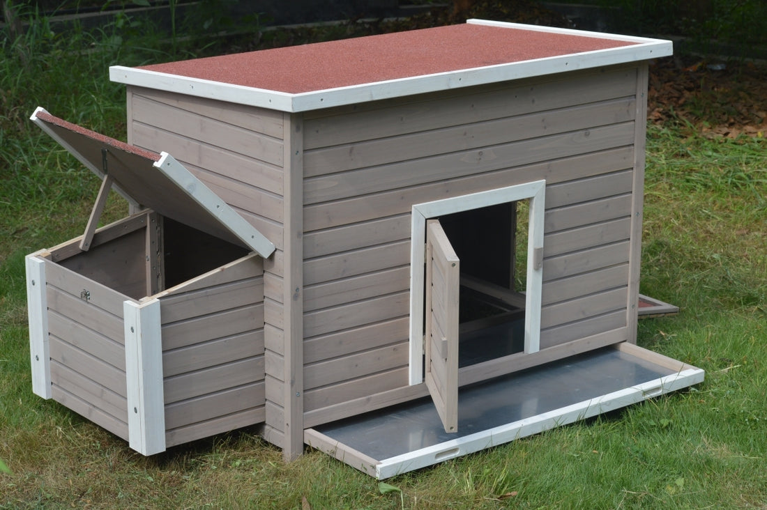 YES4PETS XL Chicken Coop House with Nesting Box Fir Wood 147cm Grey