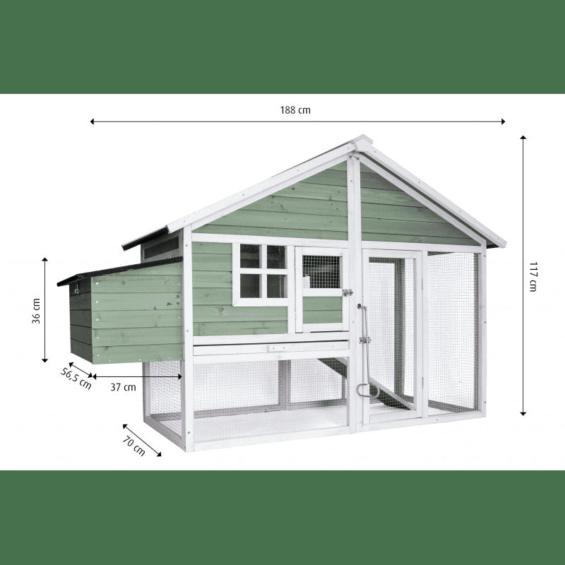 YES4PETS Large Chicken Coop Green Fir Wood 188cm Holds 5