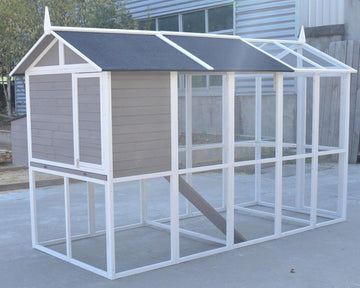 YES4PETS XXL Chicken Coop House 285cm Grey Fir Wood for 8 Chickens