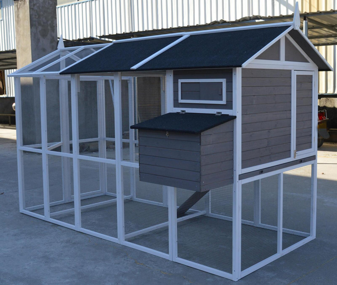 YES4PETS XXL Chicken Coop House 285cm Grey Fir Wood for 8 Chickens