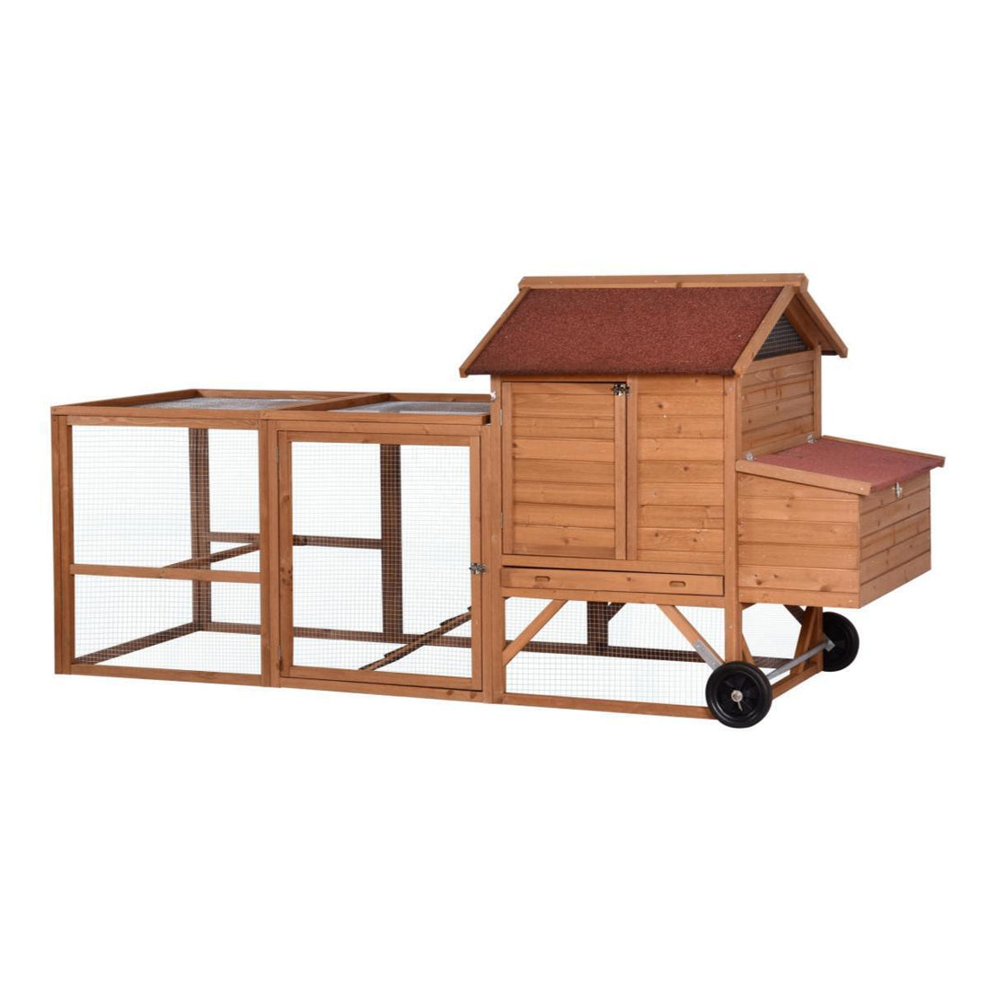YES4PETS XL Chicken Coop Hutch with Wheels 248cm FIR Wood Holds 7 Hens