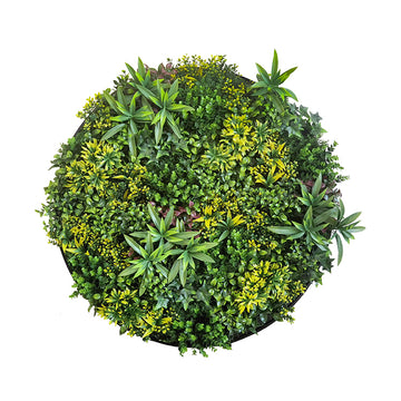YES4HOMES Artificial Green Wall Disc Art with Black Frame 100cm
