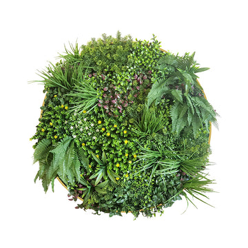 YES4HOMES Artificial Green Wall Disc Art with Black Frame 100cm Wonderland