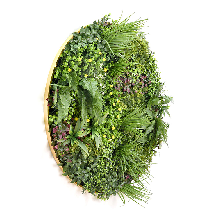 YES4HOMES Artificial Green Wall Disc Art with Black Frame 100cm Wonderland