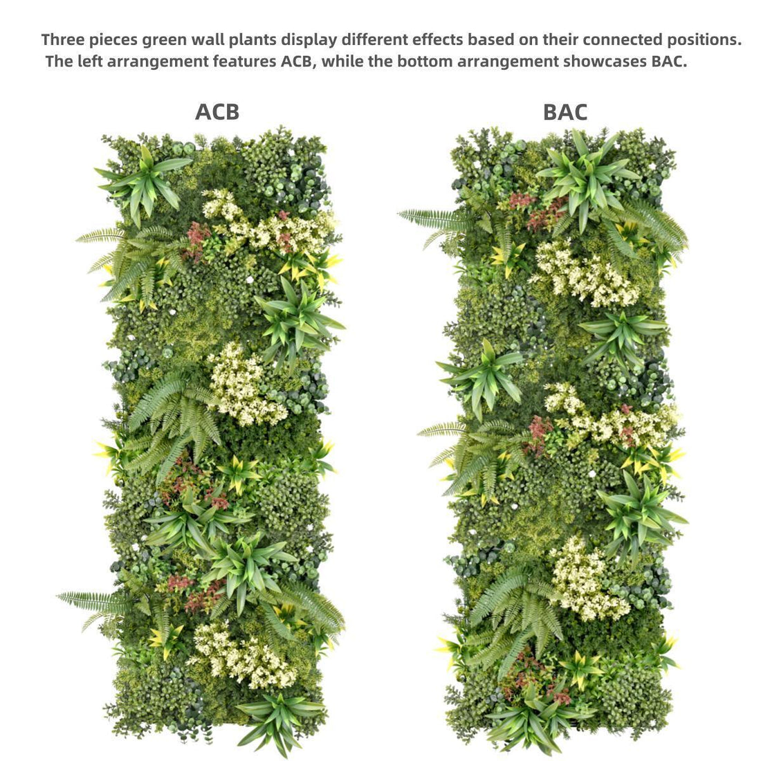 YES4HOMES Artificial Vertical Garden Panels 3 Pack Green 50x50cm