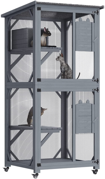 YES4PETS Multi-Level Cat Cage Condo House 173cm Wooden with Escape Door