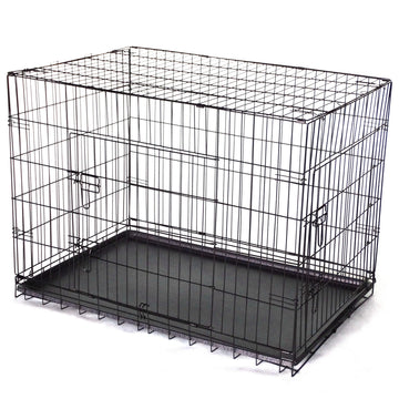 YES4PETS Collapsible Metal Dog Crate 121cm Black Folding Design