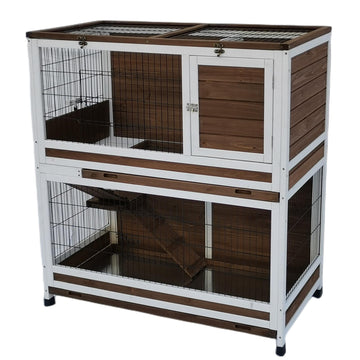 YES4PETS XL Double Storey Rabbit Hutch 118cm Guinea Pig Ferret