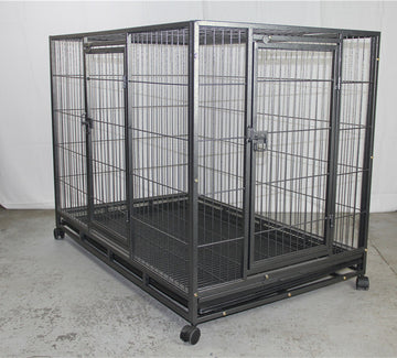 YES4PETS XL Metal Dog Crate Kennel Portable Steel Wire 123cm Silver Black