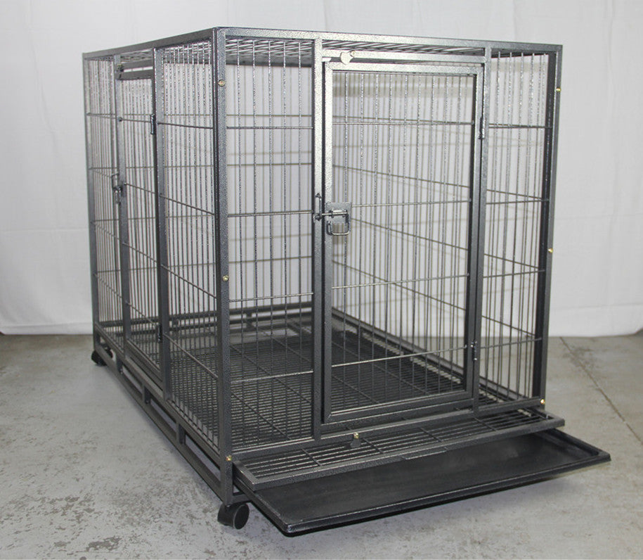 YES4PETS XL Metal Dog Crate Kennel Portable Steel Wire 123cm Silver Black