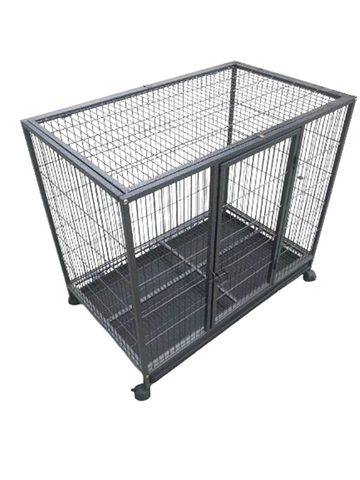 YES4PETS Medium Metal Dog Crate Kennel Portable Steel Wire 93cm Silver Black