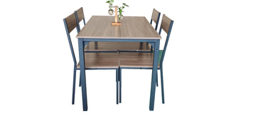 YES4HOMES Dining Set 5-Piece Rectangular MDF Table 4 Black Chairs