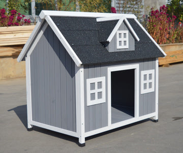 YES4PETS Grey Timber Dog Kennel House Natural Wood 104cm Grey
