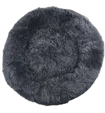 YES4PETS Large Round Calming Plush Dog Bed Non-Slip Base Washable 80cm Dark Grey