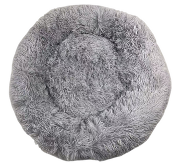 YES4PETS Round Calming Plush Dog Bed Non-Slip Base Washable 65cm Grey