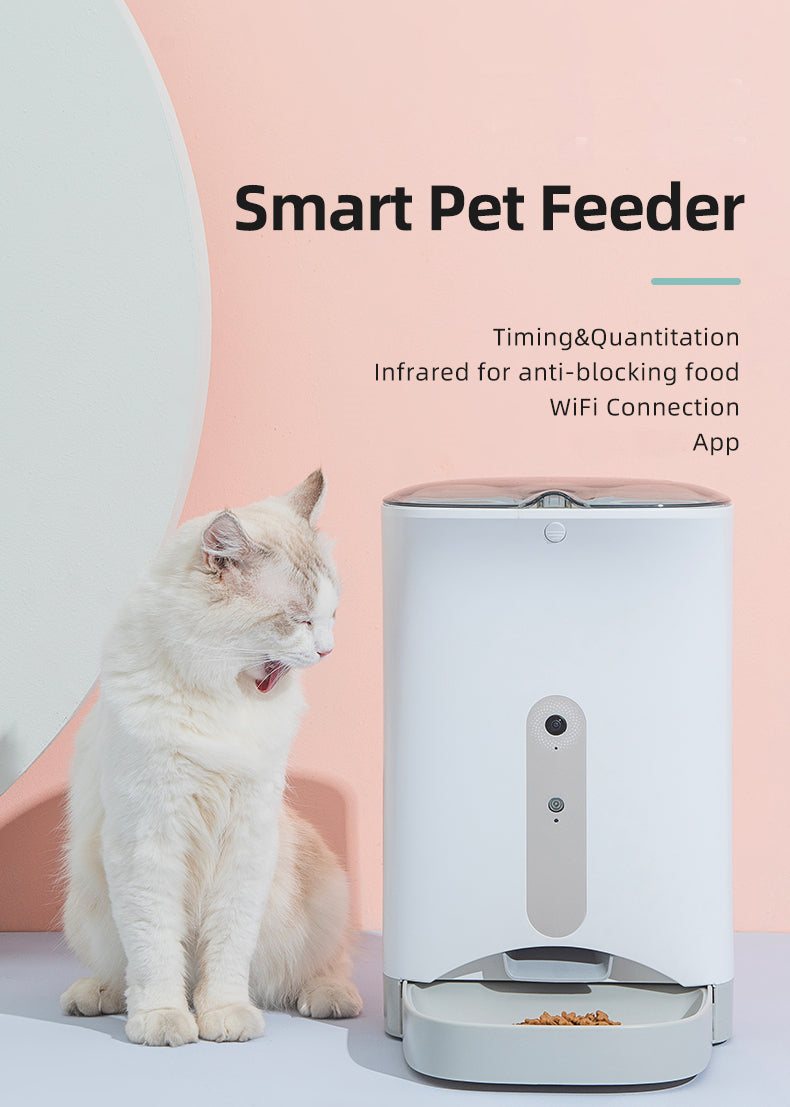 Smart Pet Feeder Camera App Control 4.3L Night Vision Two Way Voice