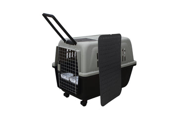 YES4PETS XL Portable Plastic Pet Carrier 99cm Black with Wheels and Handle